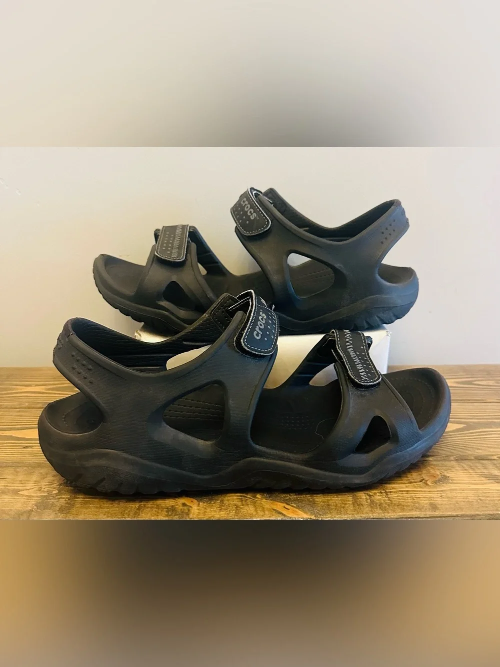 Crocs Swiftwater River Sandals Black Double Strap Water Shoe Mens 9